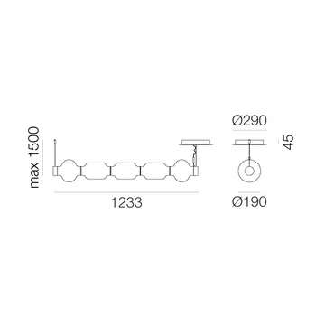 Alambicco horizontale hanglamp, appgestuurd - 5 glaskappen - Artemide