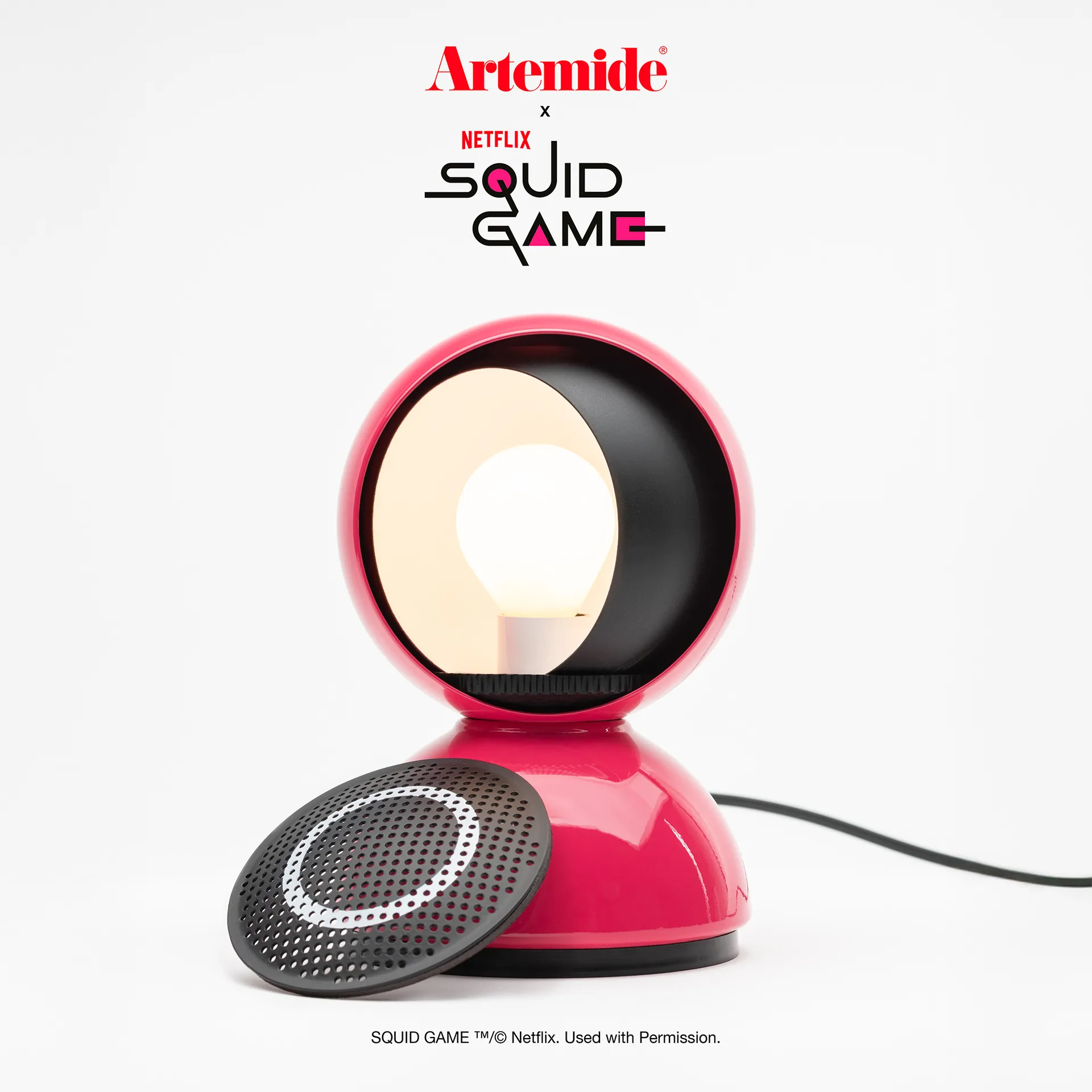 Eclisse x Squid Game tafellamp Special Edition, Guard pink Artemide