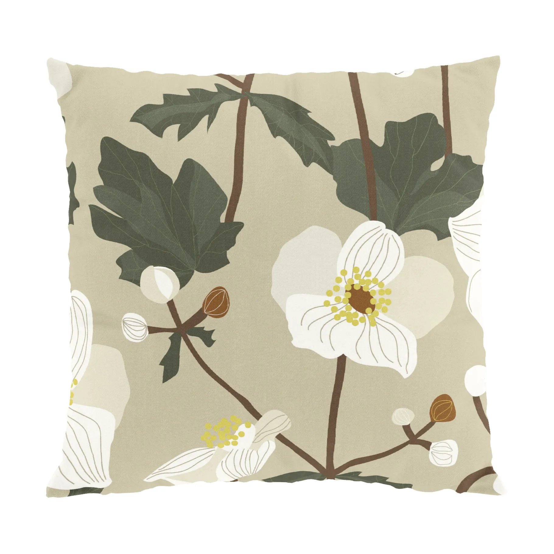 Anemon kussenhoes 47x47 cm, Beige Arvidssons Textil