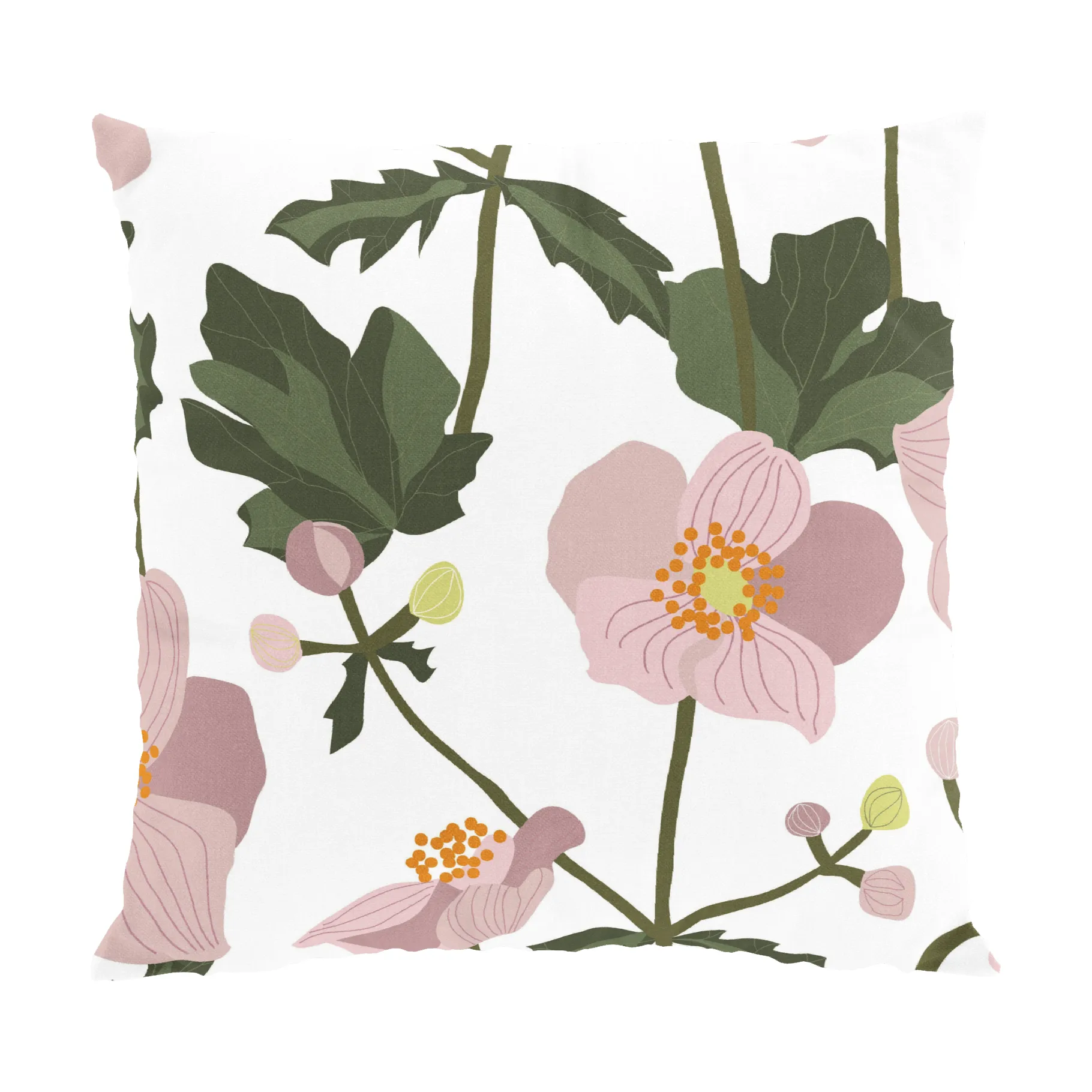 Anemon kussenhoes 47x47 cm, Roze Arvidssons Textil
