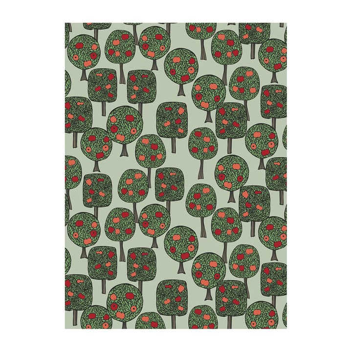 Äppelskogen stof - Groen-rood - Arvidssons Textil