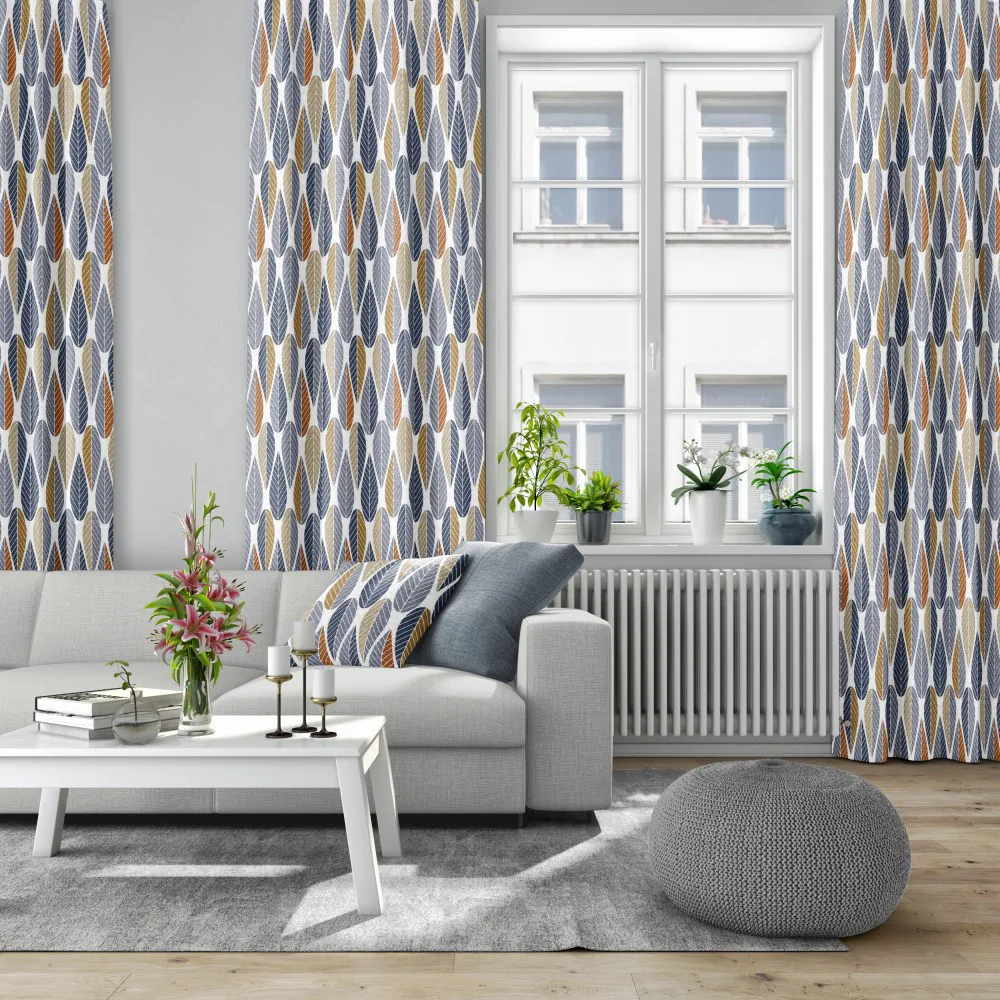 Blader stof, Blauw Arvidssons Textil