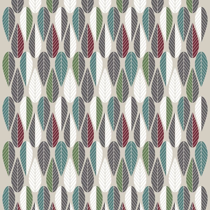Blader stof, bordeauxrood-groen-geel Arvidssons Textil