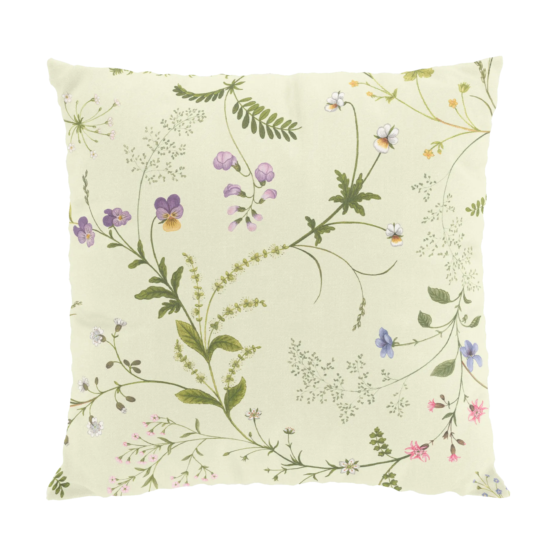 Blomsteryra kussenhoes 47x47 cm, Geel Arvidssons Textil
