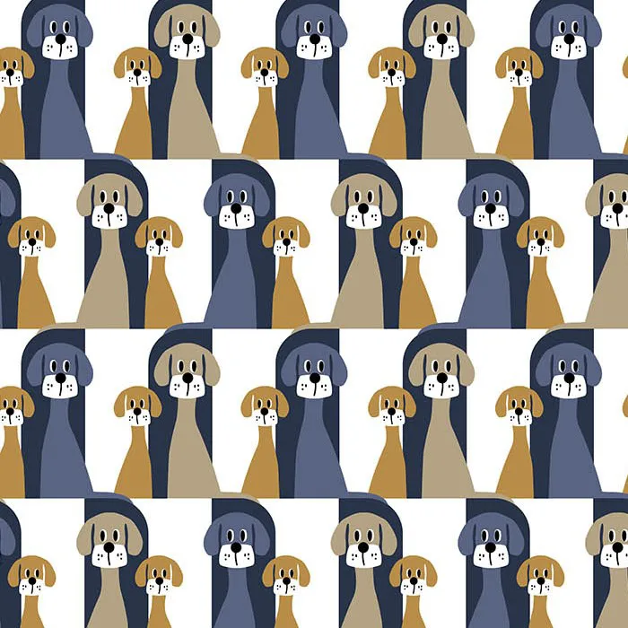 Buster stof, Blauw-beige Arvidssons Textil