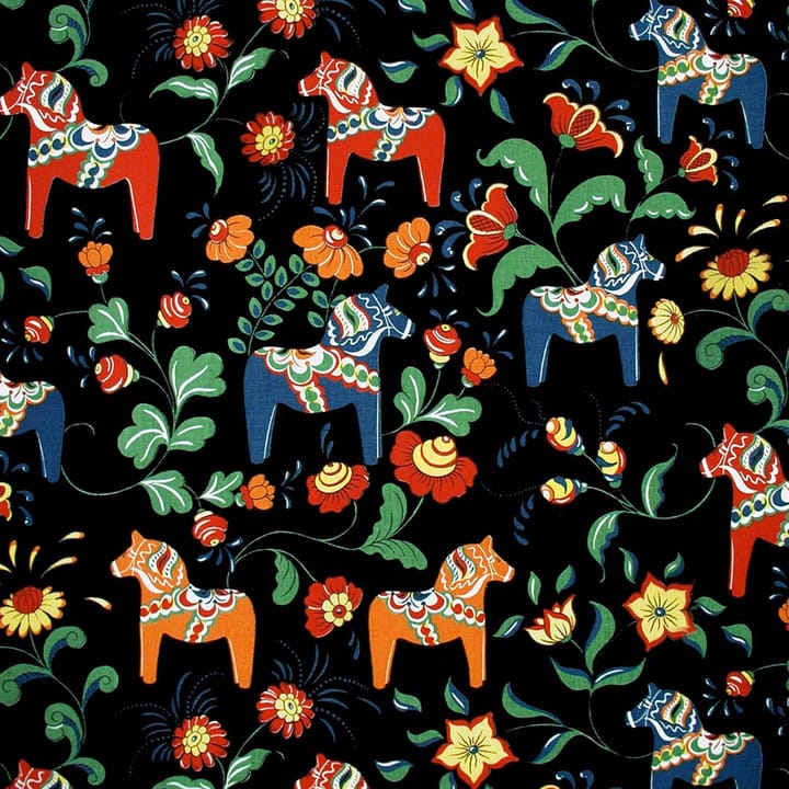 Dalahäst tafelzeil - zwart - Arvidssons Textil