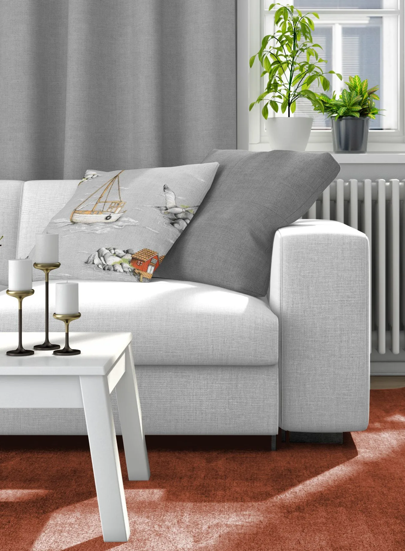 Fiskekär kussenhoes 47x47 cm, Grijs Arvidssons Textil