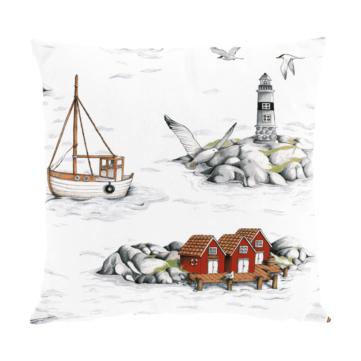 Arvidssons Textil Fiskekär kussenhoes 47x47 cm Wit | Scandinavisch Interieur | Kussenhoezen | Wit