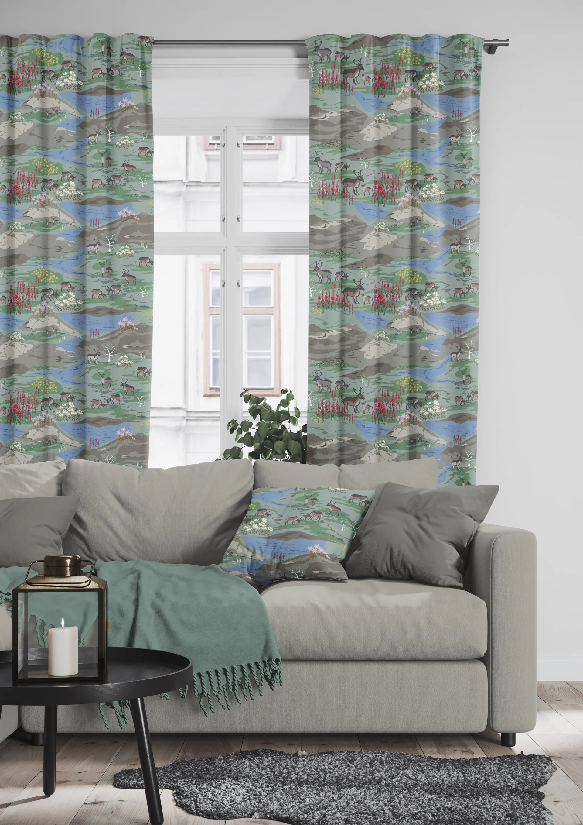 Fjällängar kussenhoes 47x47 cm, Groen Arvidssons Textil