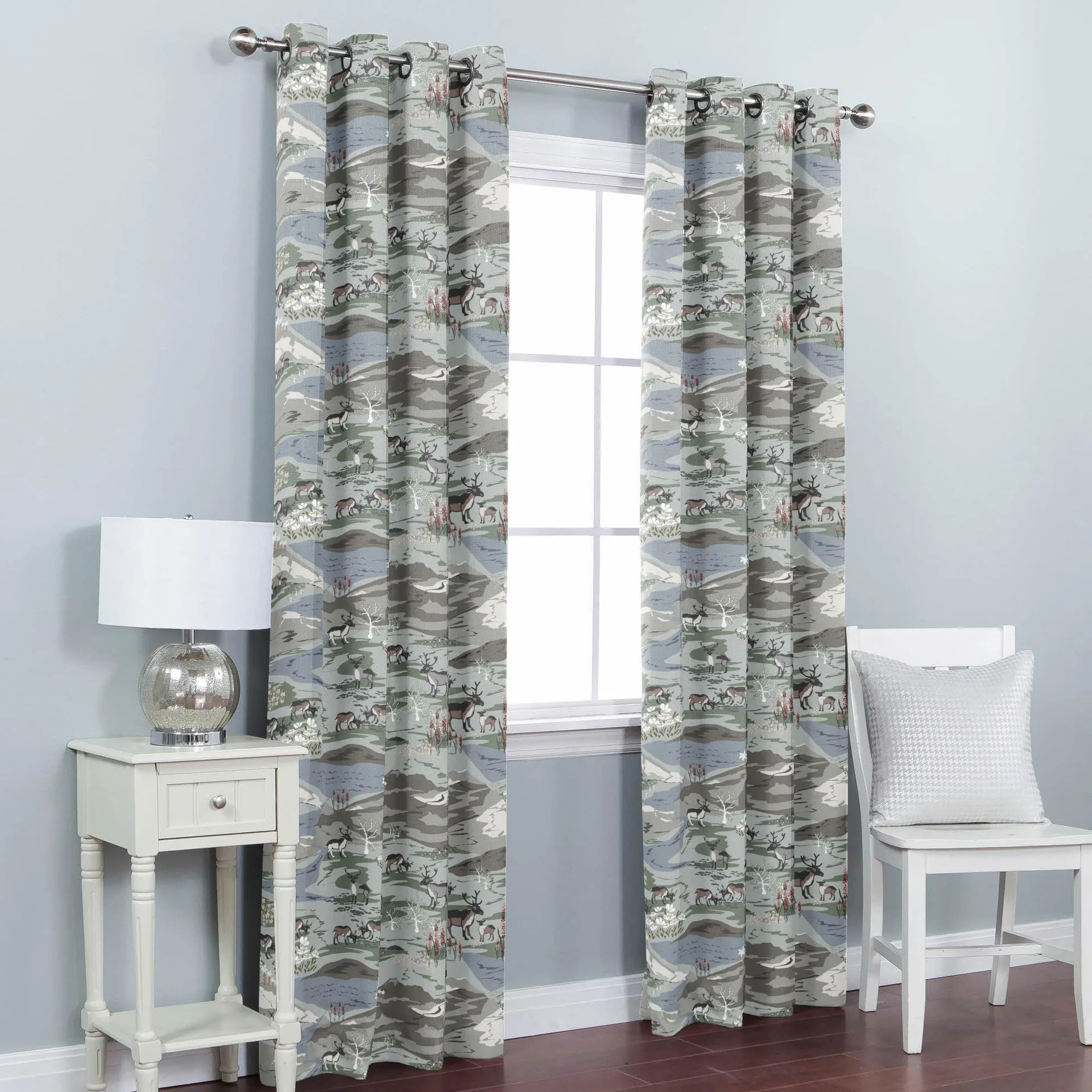 Fjällängar stof, Grijs/groen Arvidssons Textil