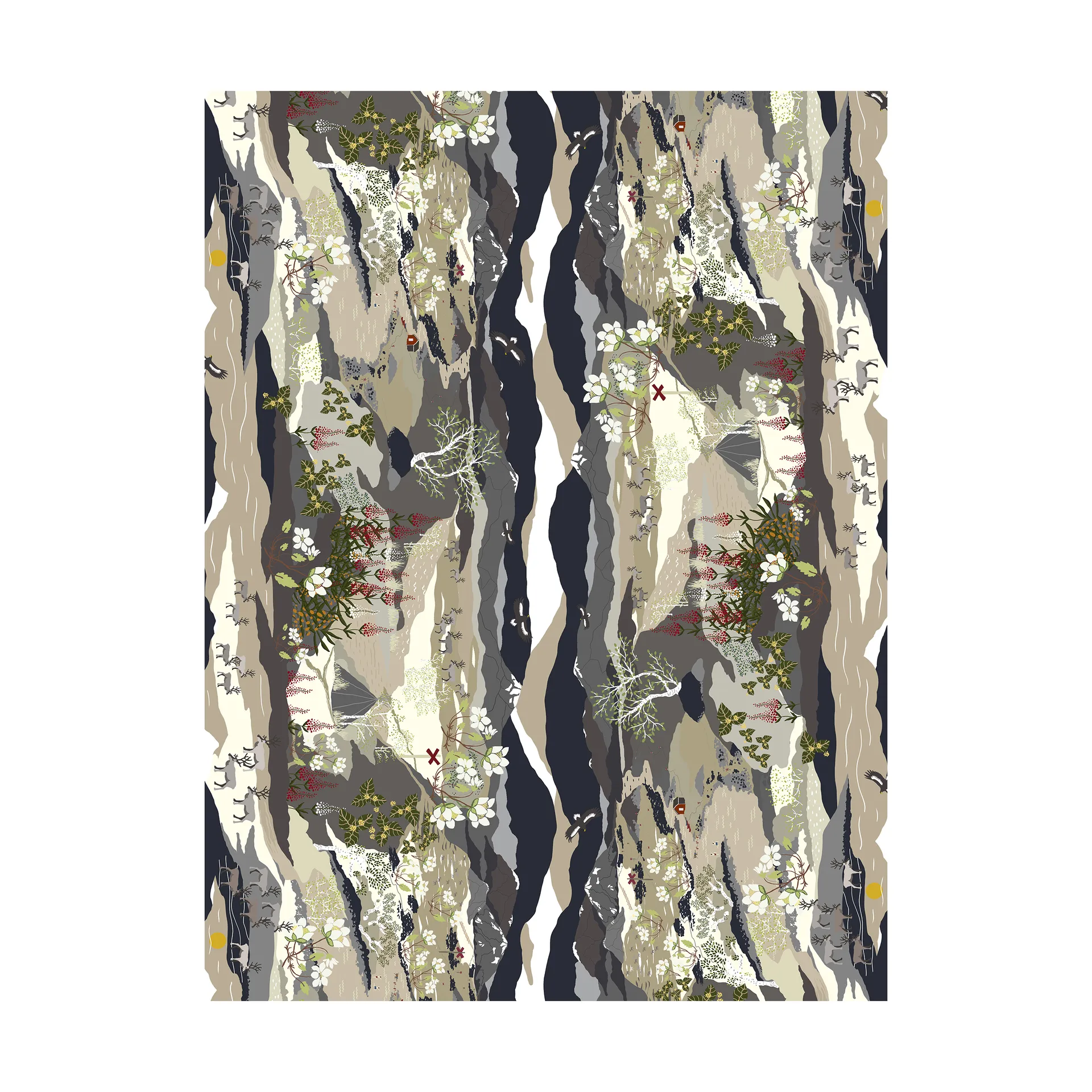 Fjällvandring bård gewaxt tafelkleed, Beige Arvidssons Textil