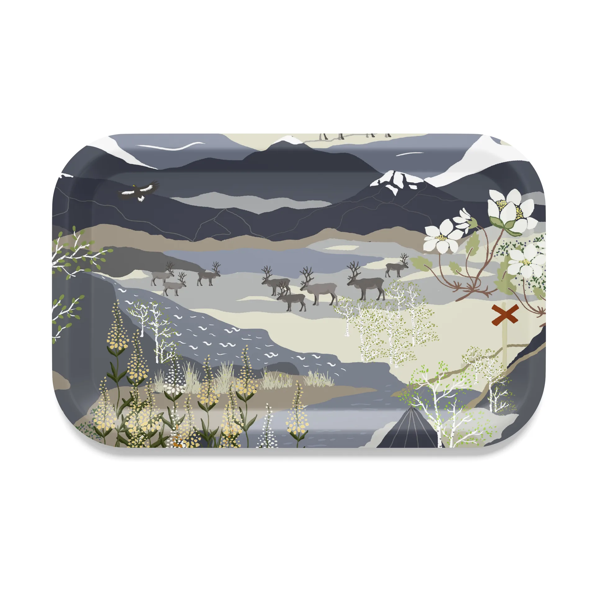 Fjällvandring dienblad 21x33 cm, Blauw Arvidssons Textil