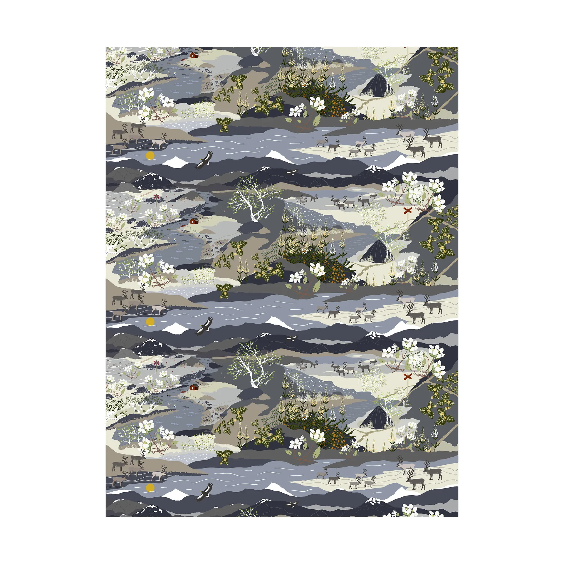 Fjällvandring gewaxt tafelkleed, Blauw Arvidssons Textil