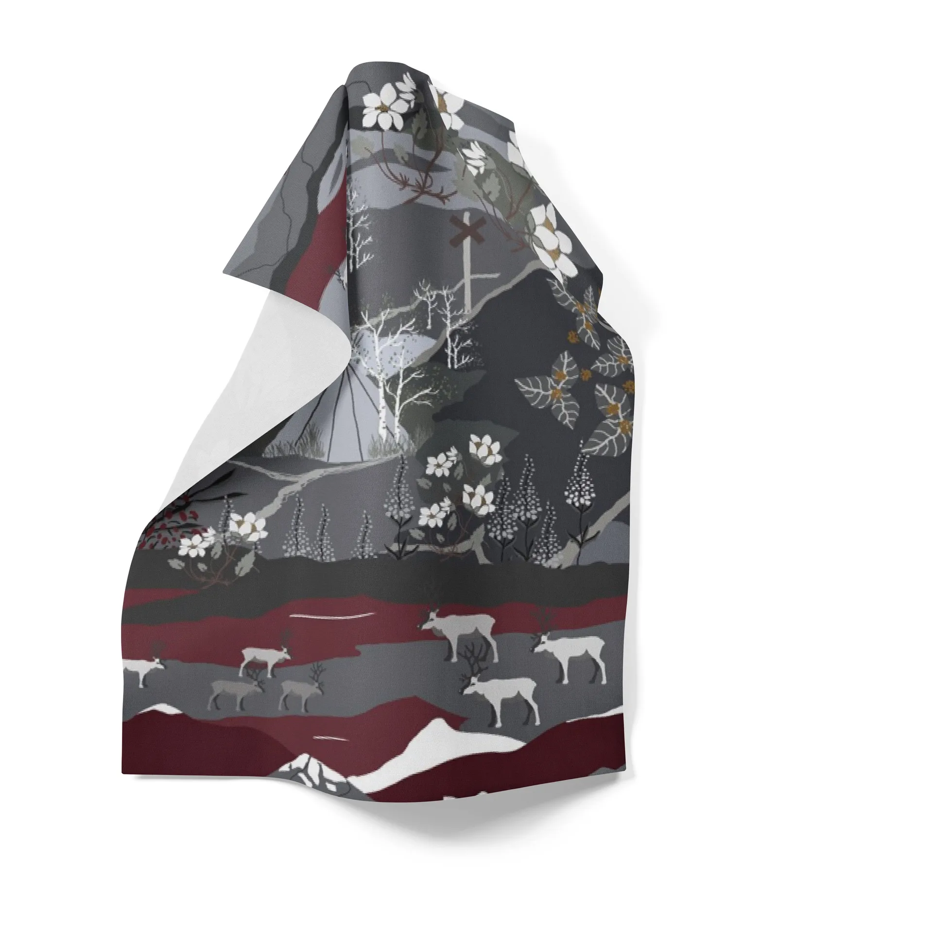 Fjällvandring keukenhanddoek 46x70 cm, Grijs-wijnrood Arvidssons Textil
