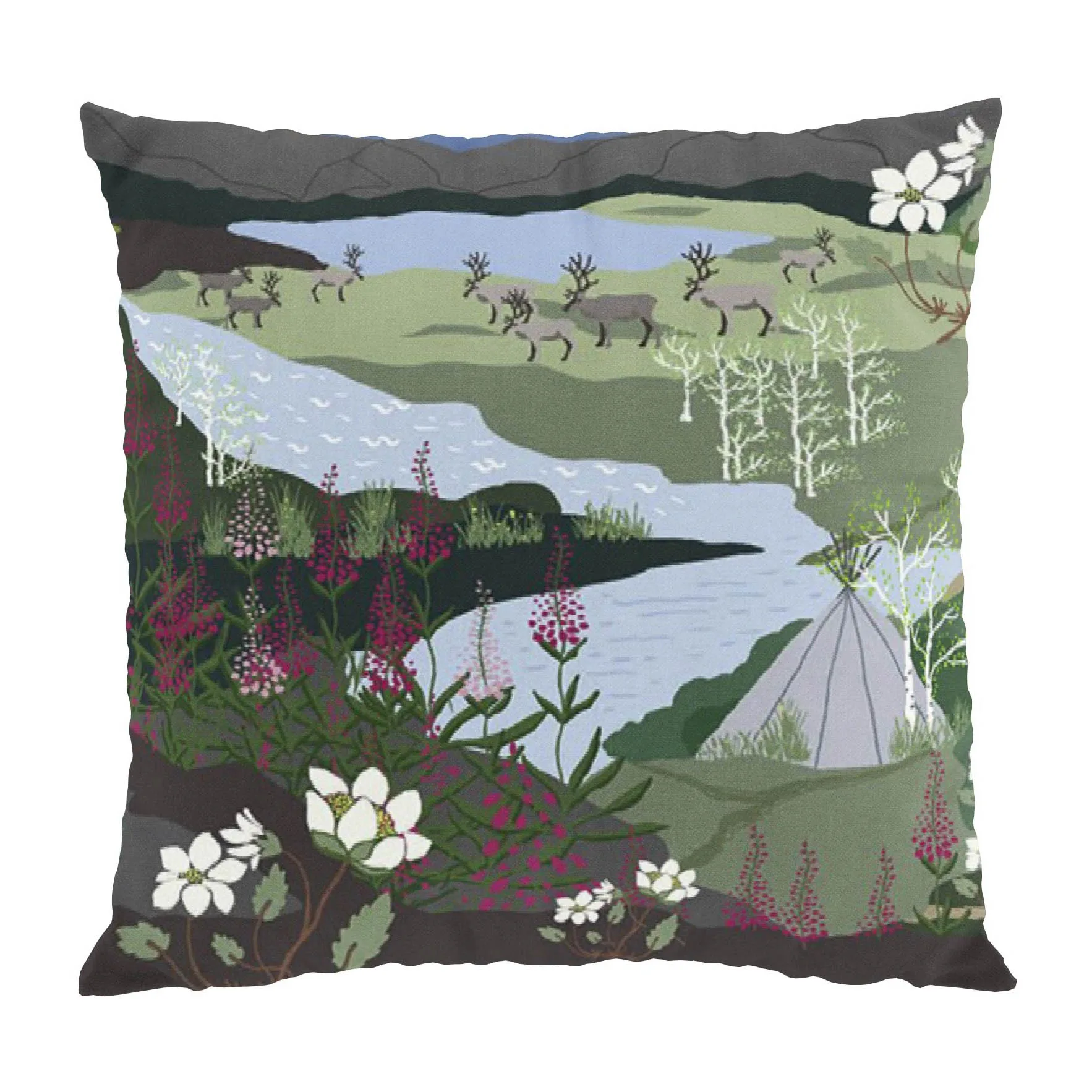 Fjällvandring kussenhoes 47x47 cm, Blauw-groen Arvidssons Textil