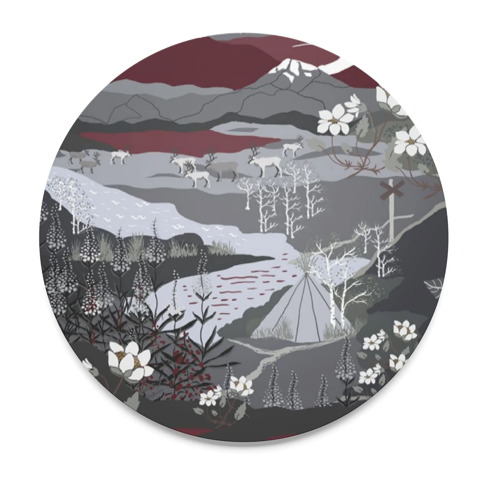 Fjällvandring pannenonderzetter, Grijs-wijnrood Arvidssons Textil