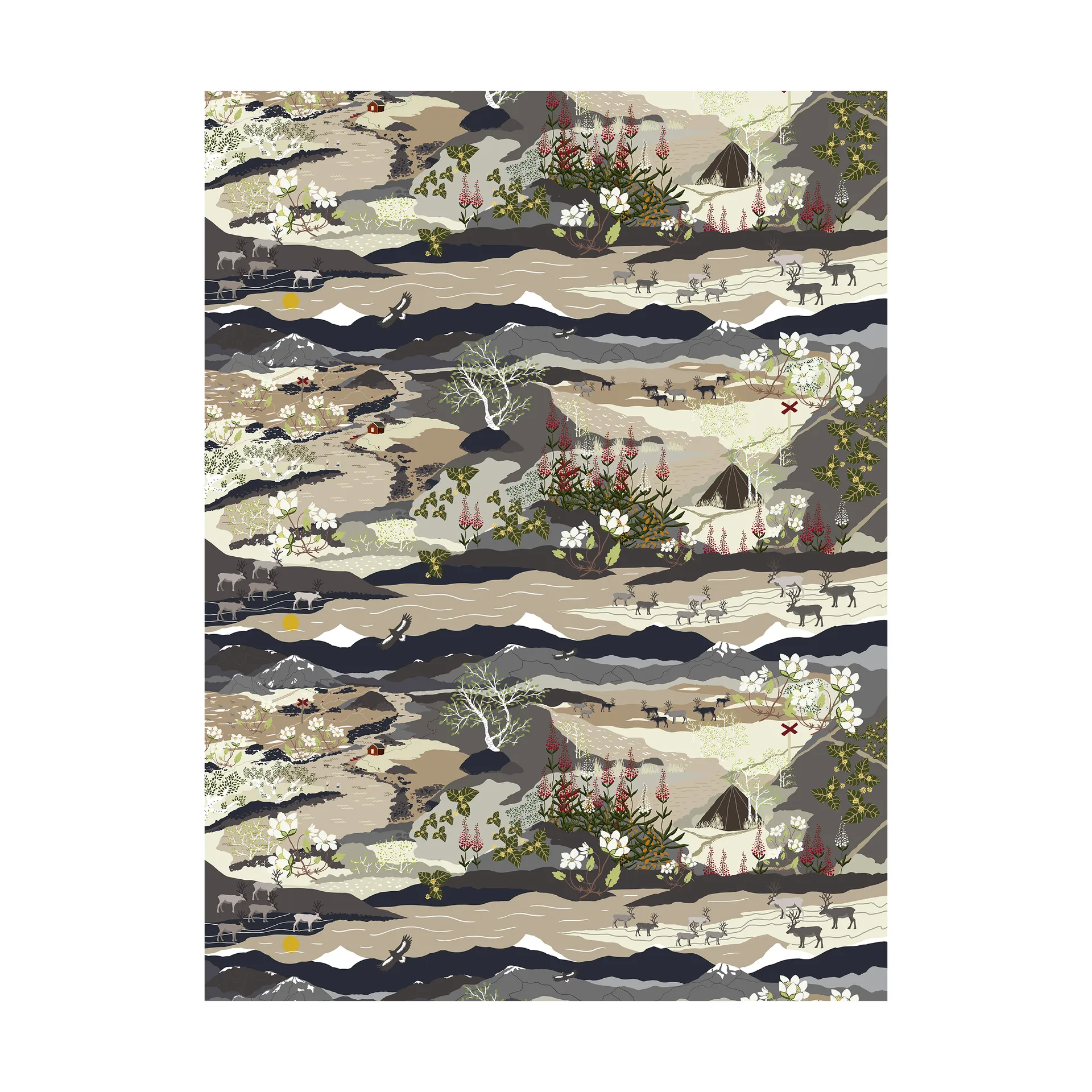 Fjällvandring stof, Beige Arvidssons Textil