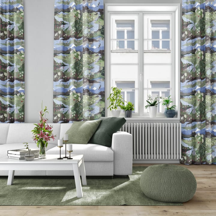 Fjällvandring stof, Blauw-groen Arvidssons Textil