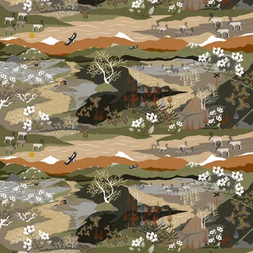 Fjällvandring stof - Groen-roestkleur - Arvidssons Textil