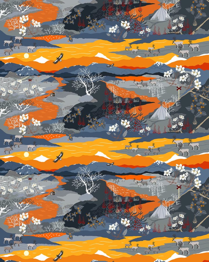 Fjällvandring stof - Oranje - Arvidssons Textil