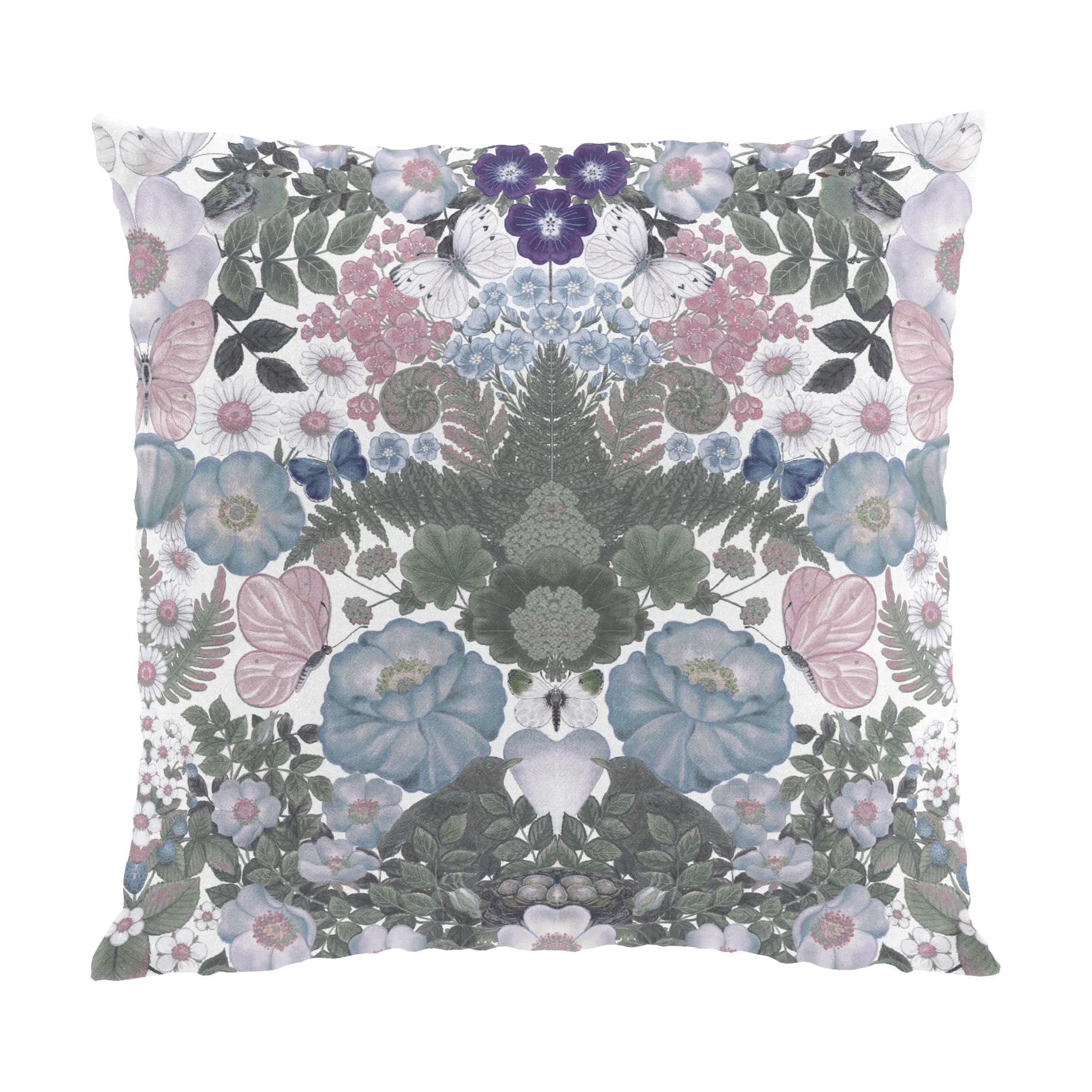 Fjärilsblom kussenhoes 47x47 cm, Turkoois Arvidssons Textil