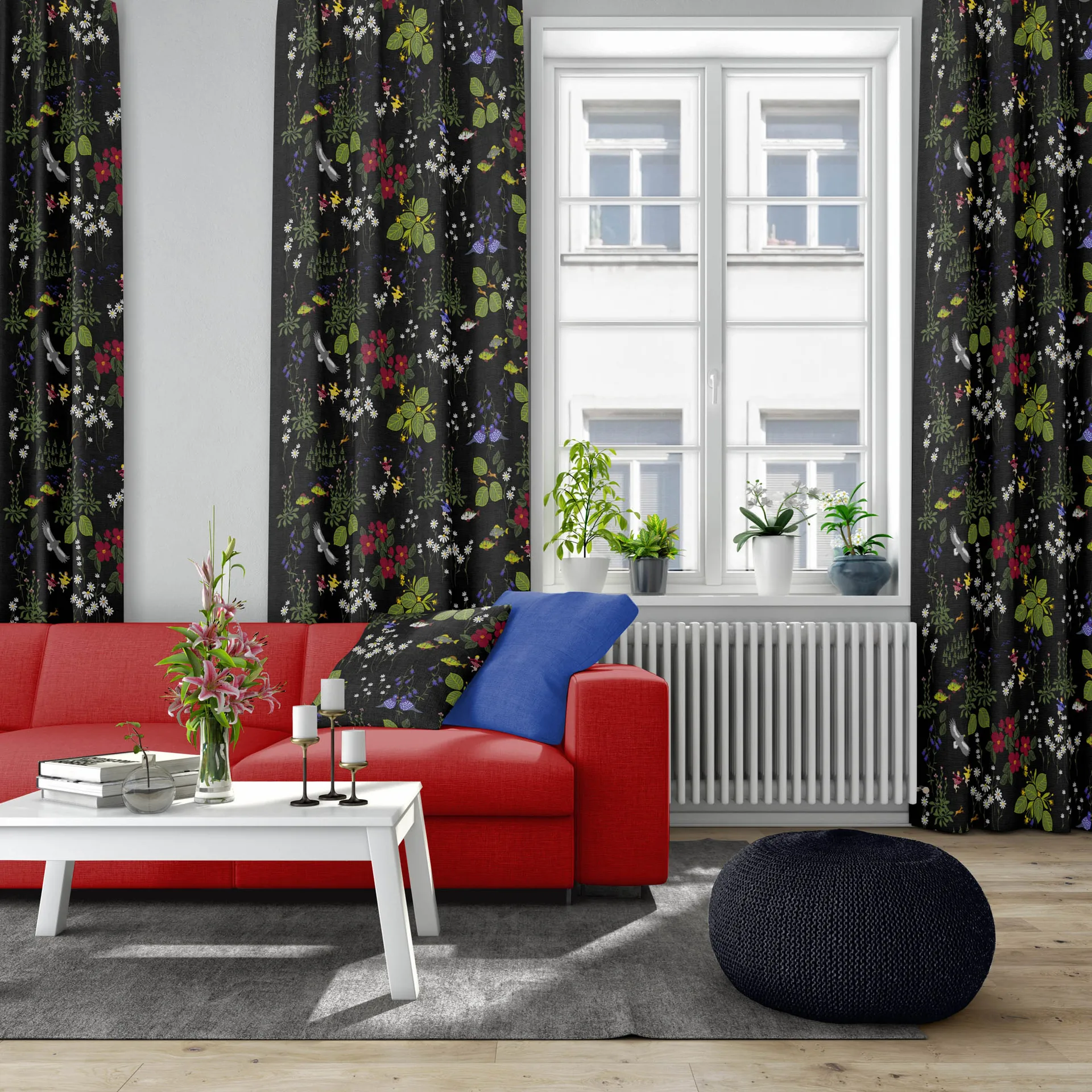 Himlajorden stof, zwart Arvidssons Textil