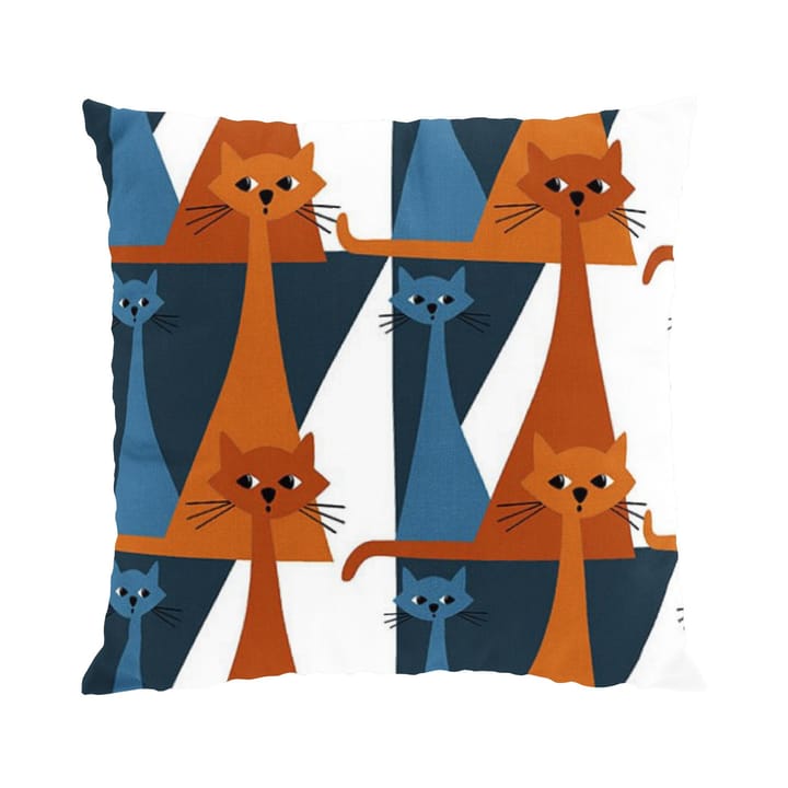 Kitty kussenhoes 47x47 cm - Blauw-oranje - Arvidssons Textil