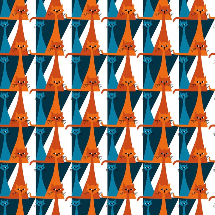 Kitty stof - Blauw-oranje - Arvidssons Textil