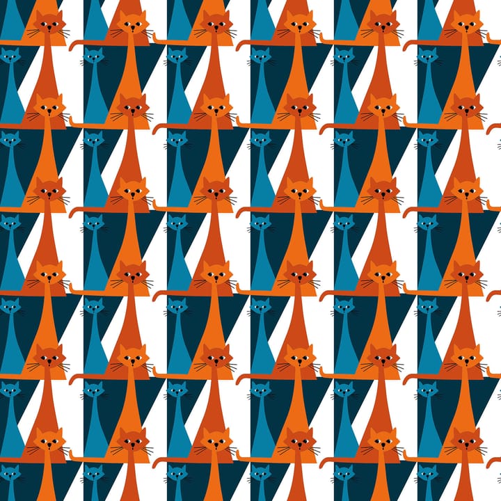 Kitty stof - Blauw-oranje - Arvidssons Textil