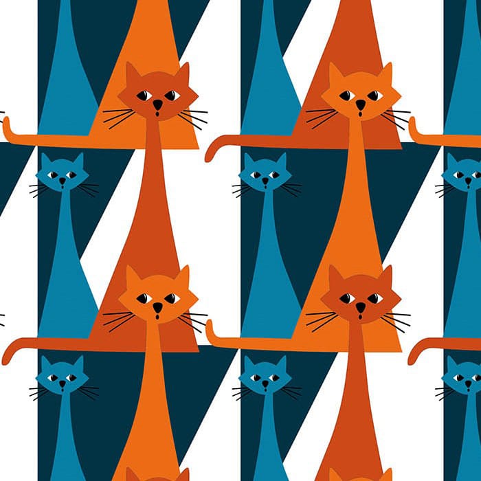 Kitty stof, Blauw-oranje Arvidssons Textil
