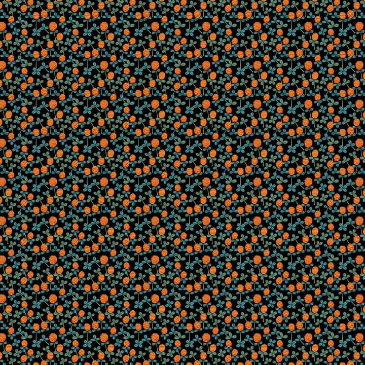 Klöveräng stof - Oranje-zwart - Arvidssons Textil
