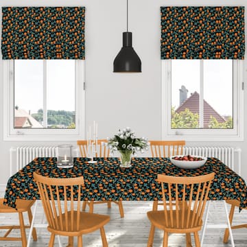 Klöveräng stof - Oranje-zwart - Arvidssons Textil