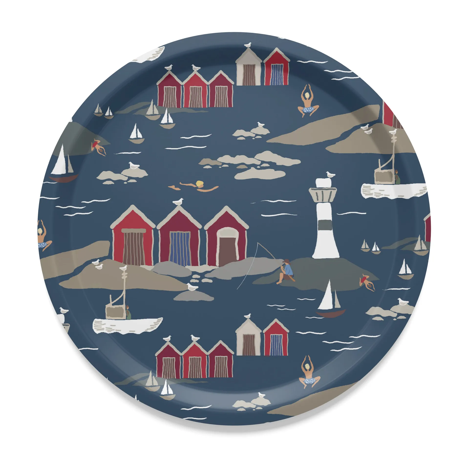 Kust dienblad Ø31 cm, Blauw Arvidssons Textil