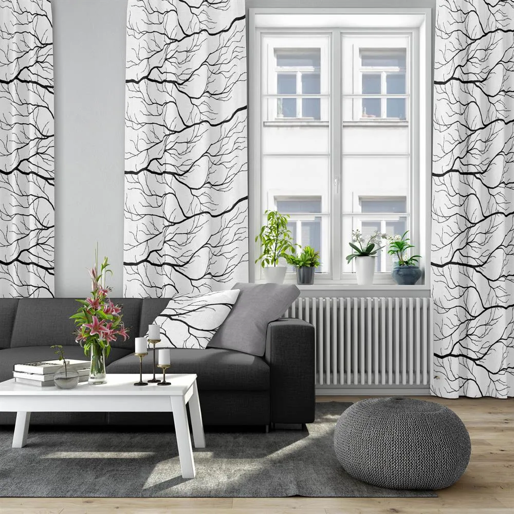 Kvisten stof, zwart-wit Arvidssons Textil