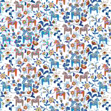 Leksand gewaxt tafelkleed - Blauw-oranje - Arvidssons Textil