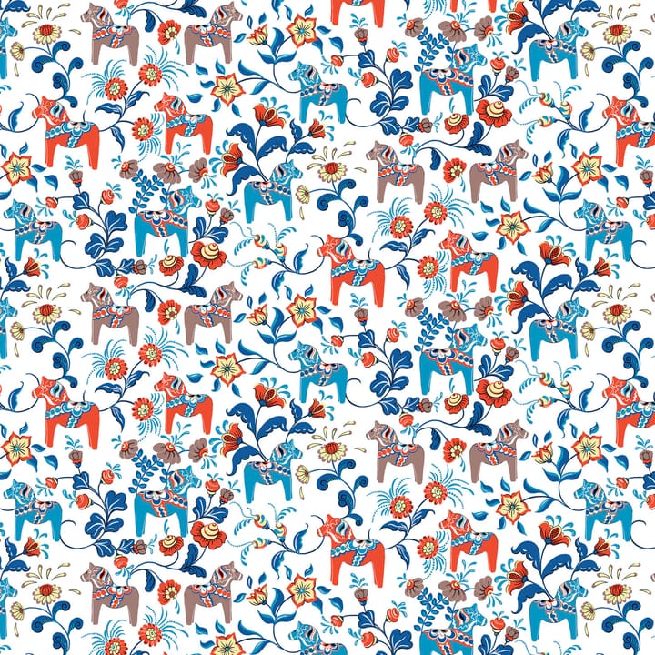 Leksand gewaxt tafelkleed - Blauw-oranje - Arvidssons Textil