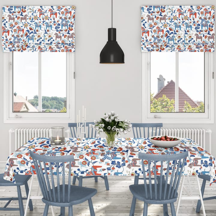 Leksand gewaxt tafelkleed, Blauw-oranje Arvidssons Textil
