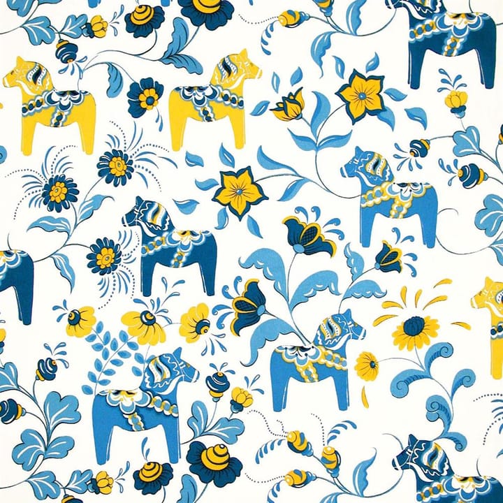 Leksand stof - blauw-geel - Arvidssons Textil