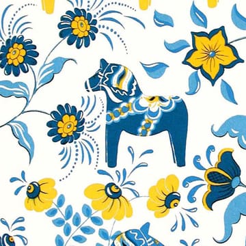 Leksand stof - blauw-geel - Arvidssons Textil