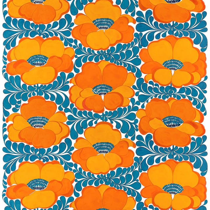 Love stof - Blauw-oranje - Arvidssons Textil