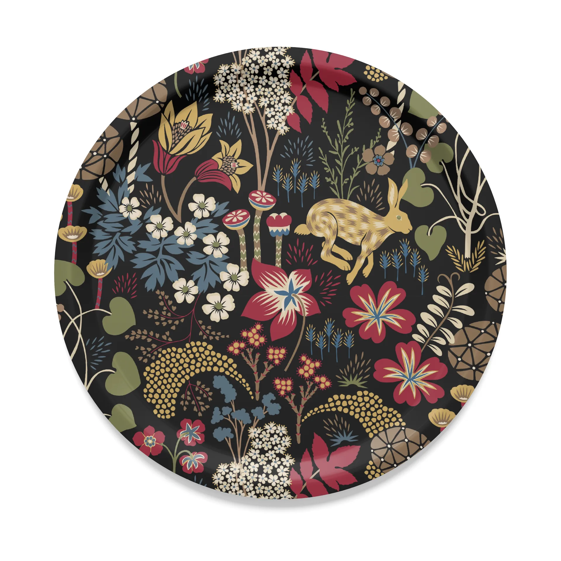 Lyckeflykt dienblad Ø31 cm, Rood-bruin Arvidssons Textil