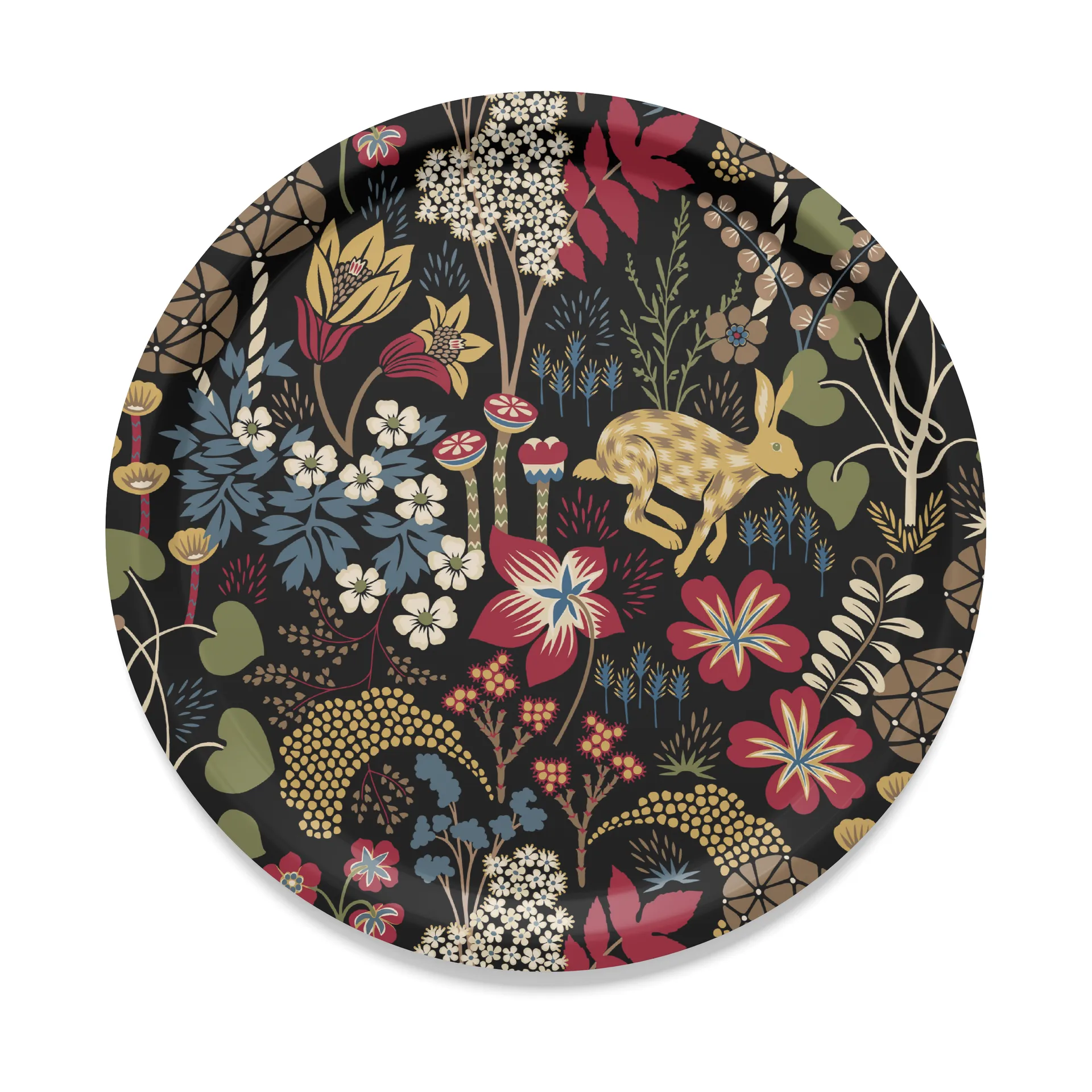 Lyckeflykt dienblad Ø38 cm, Rood-bruin Arvidssons Textil