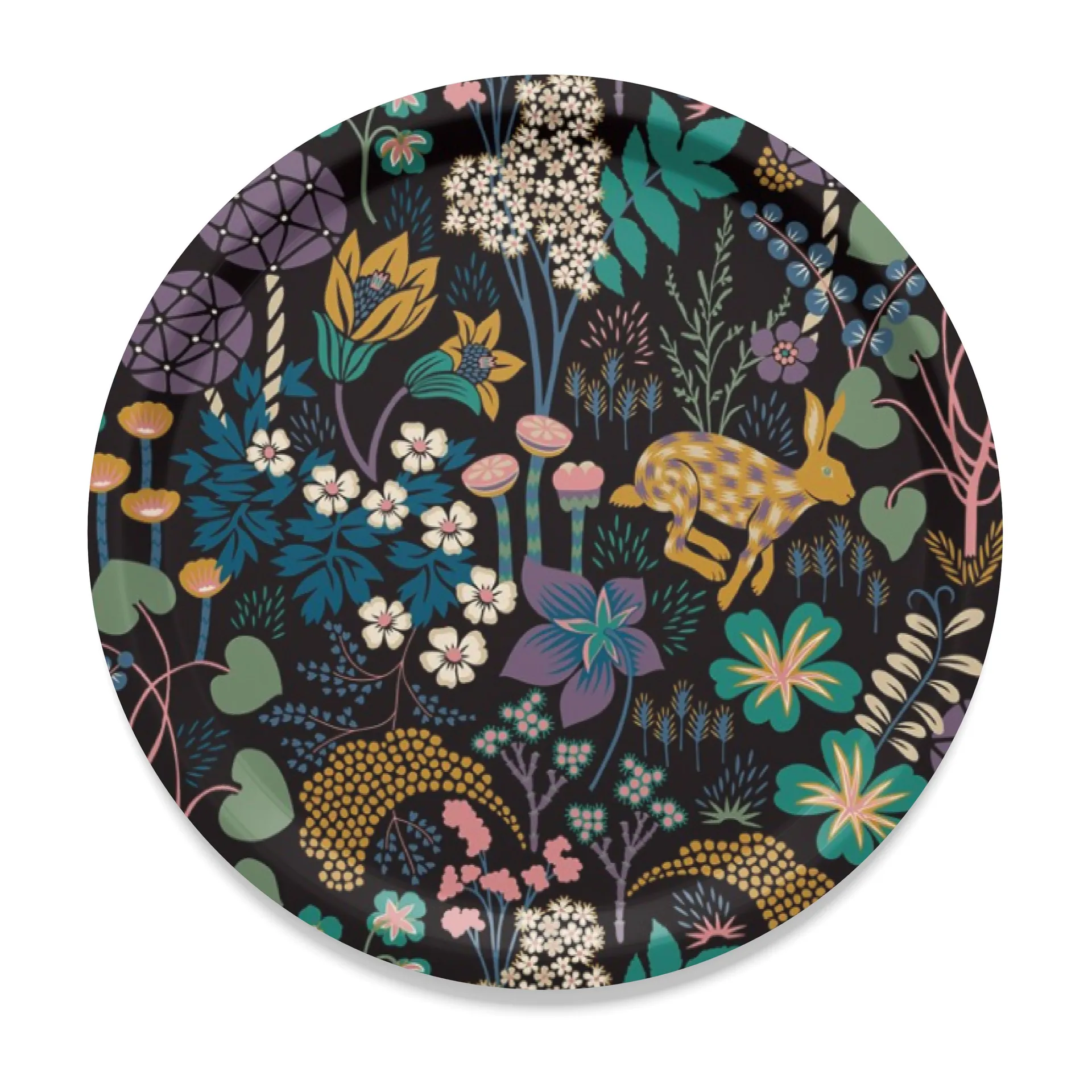 Lyckeflykt dienblad Ø38 cm, Zwart Arvidssons Textil