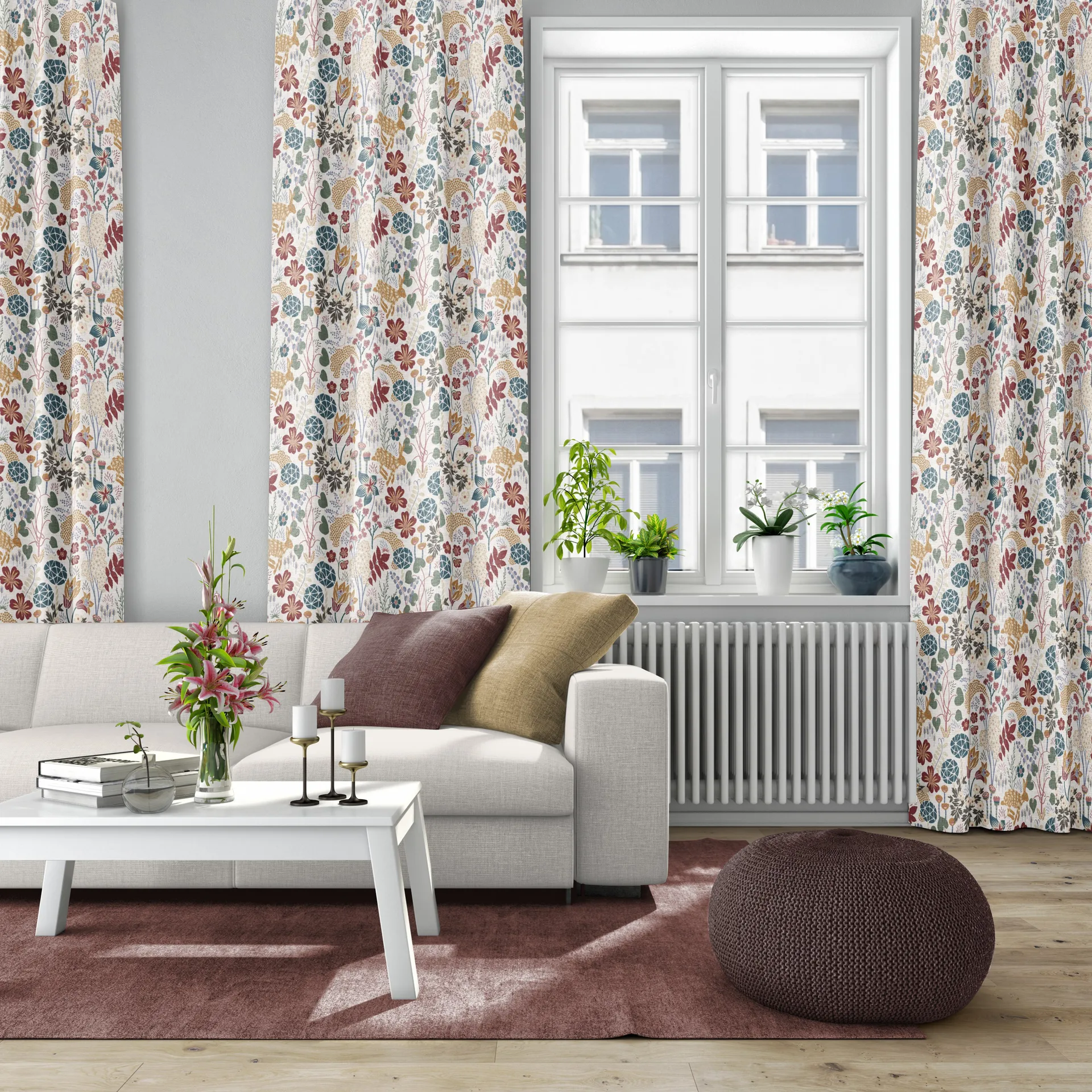 Lyckeflykt stof, Roest-bruin Arvidssons Textil