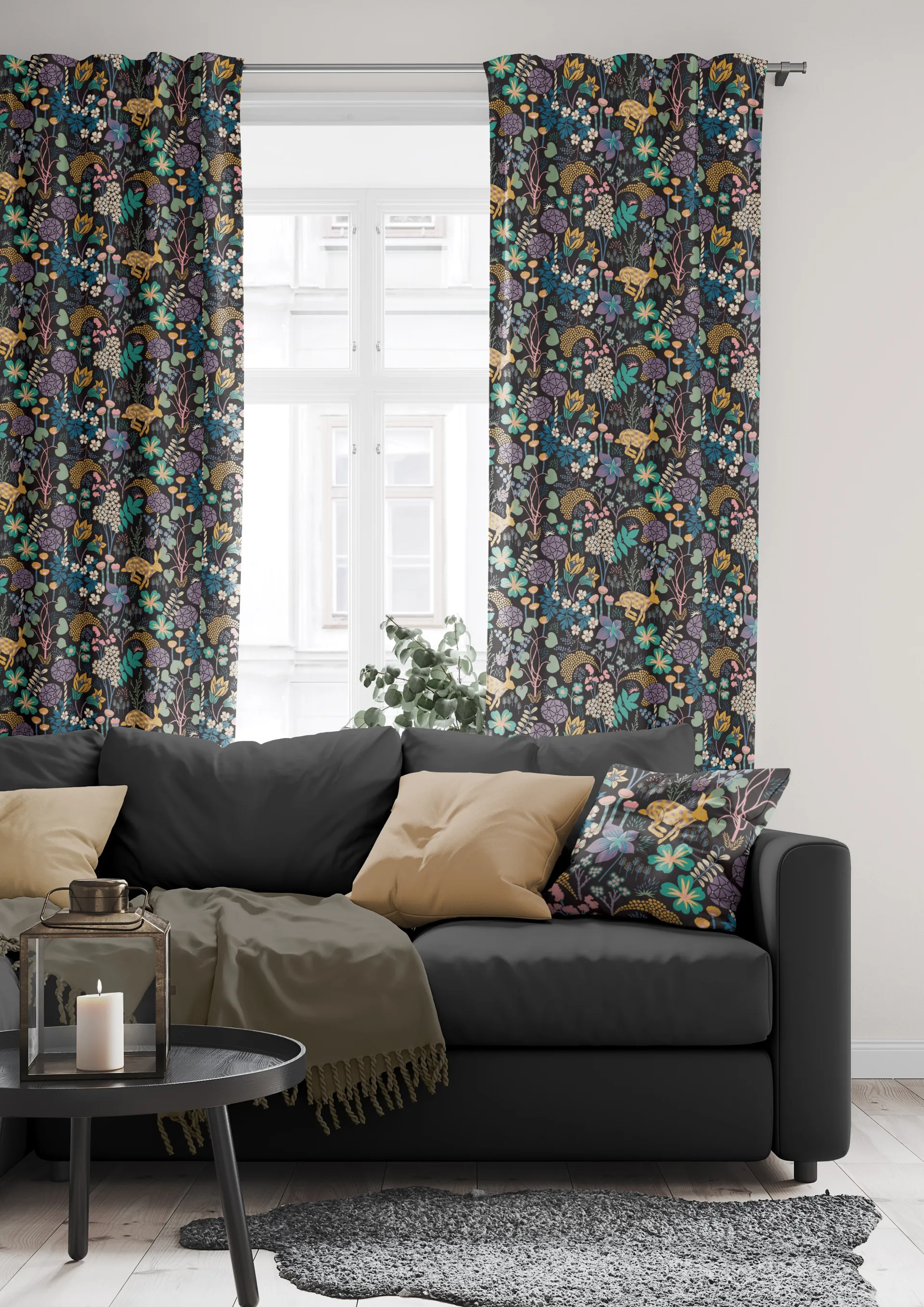 Lyckeflykt stof, Zwart Arvidssons Textil