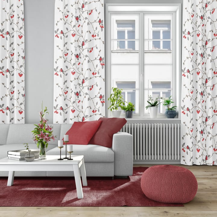 Paradisäpplen stof, Offwhite-grijs-rood Arvidssons Textil