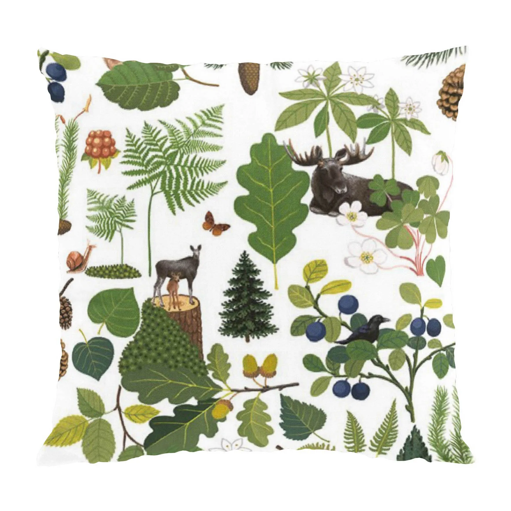 Skogsliv kussenhoes 47x47 cm, Groen Arvidssons Textil