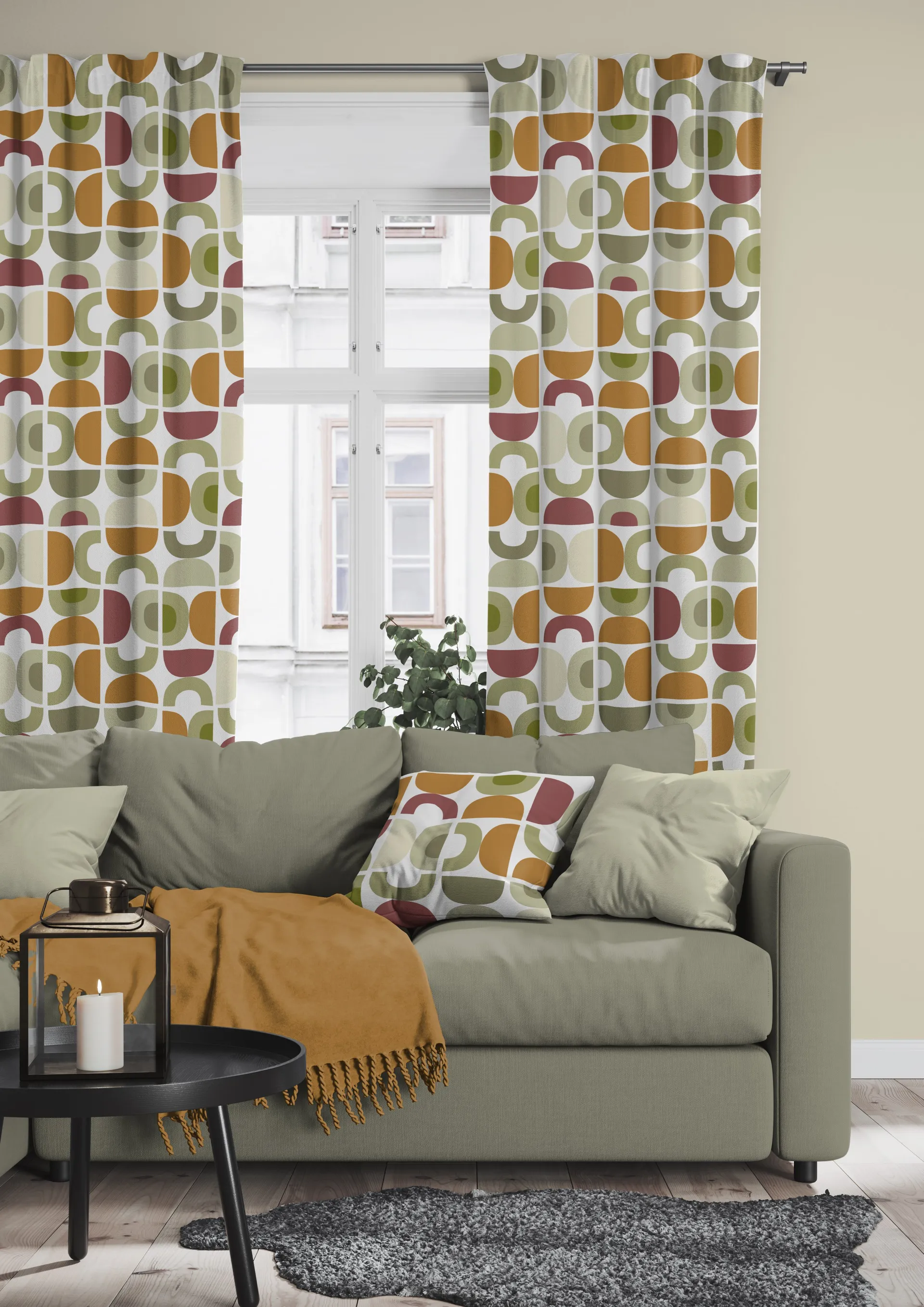 Spiraldans kussenhoes 47x47 cm, Beige Arvidssons Textil