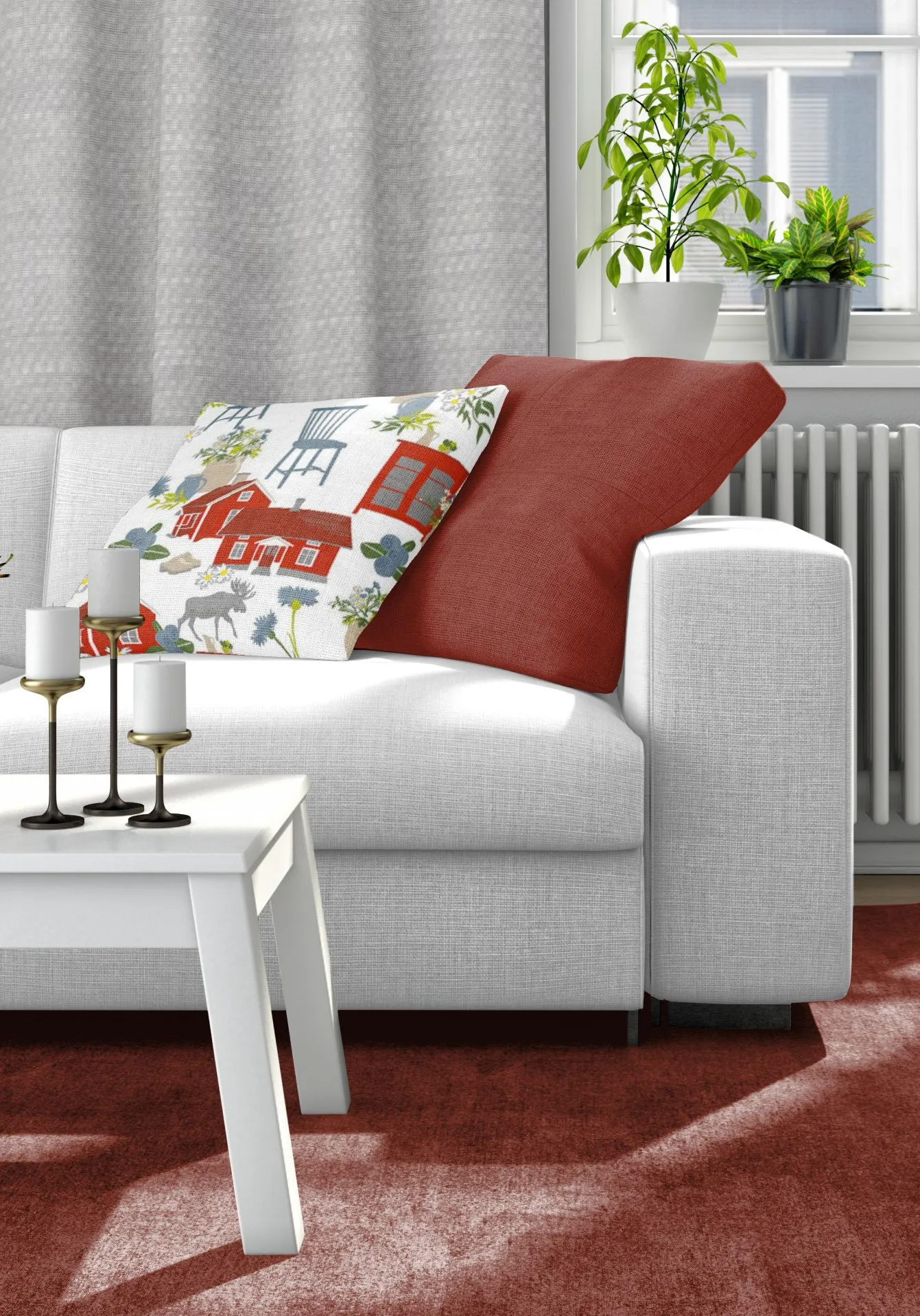 Strövtåg kussenhoes 47x47 cm, Rood Arvidssons Textil