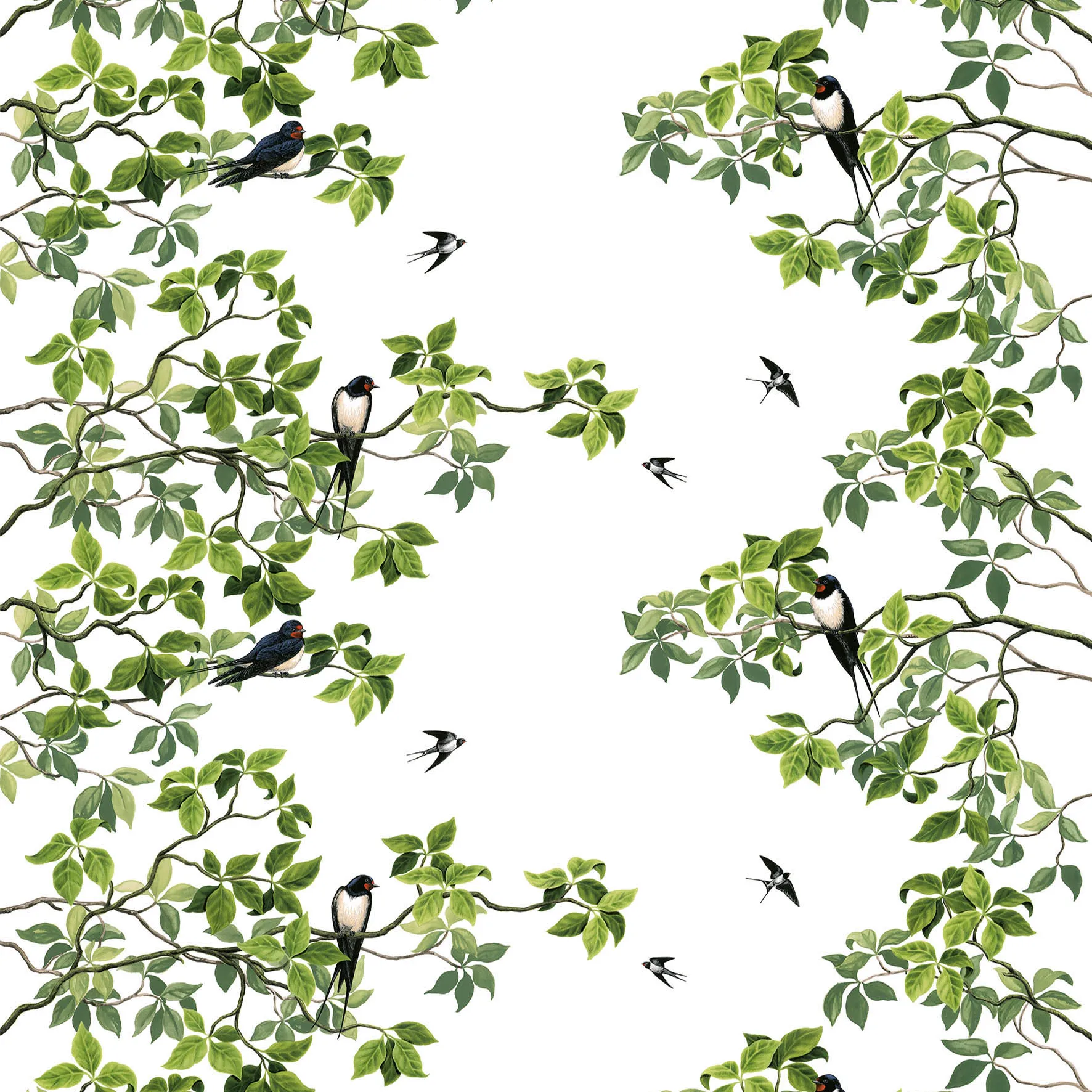 Svallöv stof, wit Arvidssons Textil